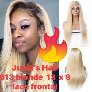 Straight blonde wig lace frontal